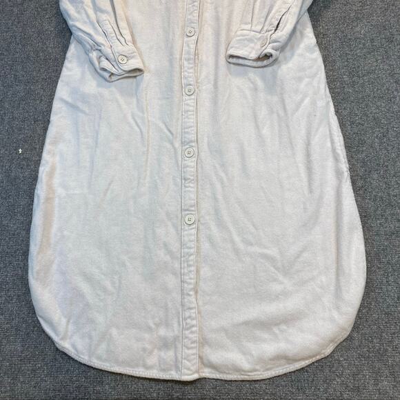 BP. X Wildfang Womens Medium Ivory Cotton Long Sleeve Shirt Dress Maxi - Picture 3 of 9